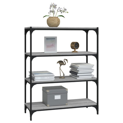 vidaXL Bücherregal Grau Sonoma 80x33x100 cm Holzwerkstoff und Stahl