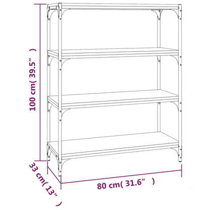 vidaXL Bücherregal Grau Sonoma 80x33x100 cm Holzwerkstoff und Stahl