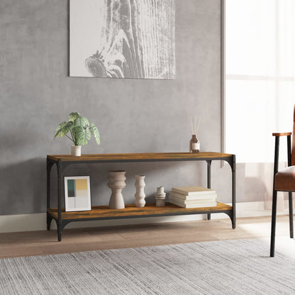 vidaXL Meuble TV chêne fumé 100x33x41 cm bois d'ingénierie et acier