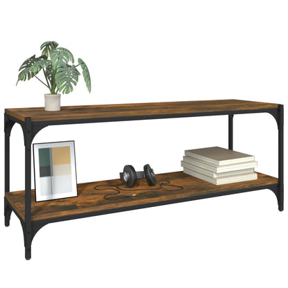 vidaXL Meuble TV chêne fumé 100x33x41 cm bois d'ingénierie et acier