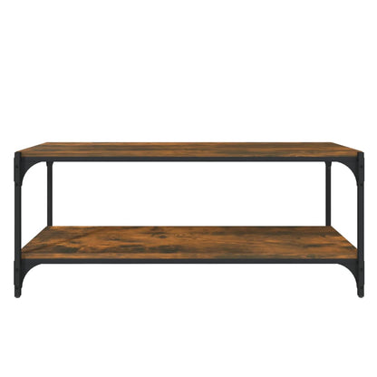 vidaXL Meuble TV chêne fumé 100x33x41 cm bois d'ingénierie et acier