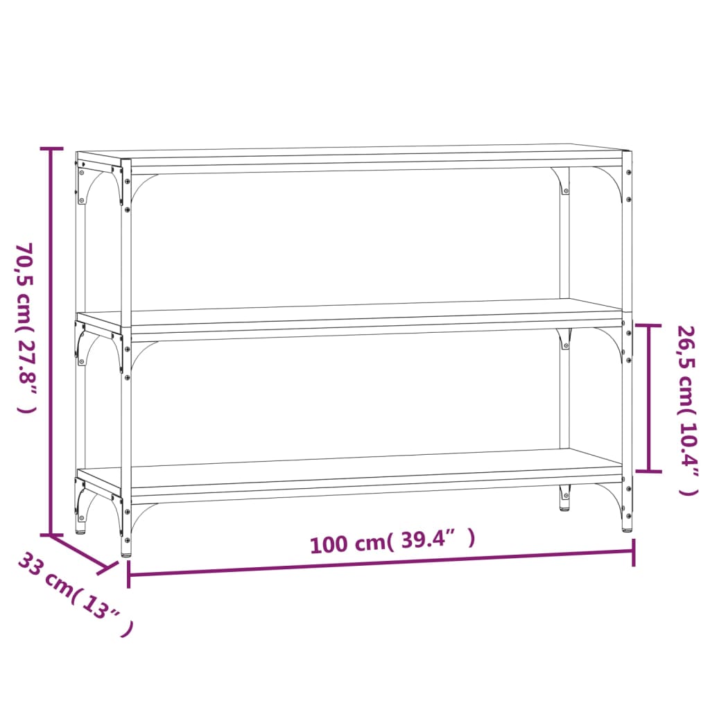 vidaXL Bücherregal Sonoma-Eiche 100x33x70,5 cm Holzwerkstoff und Stahl