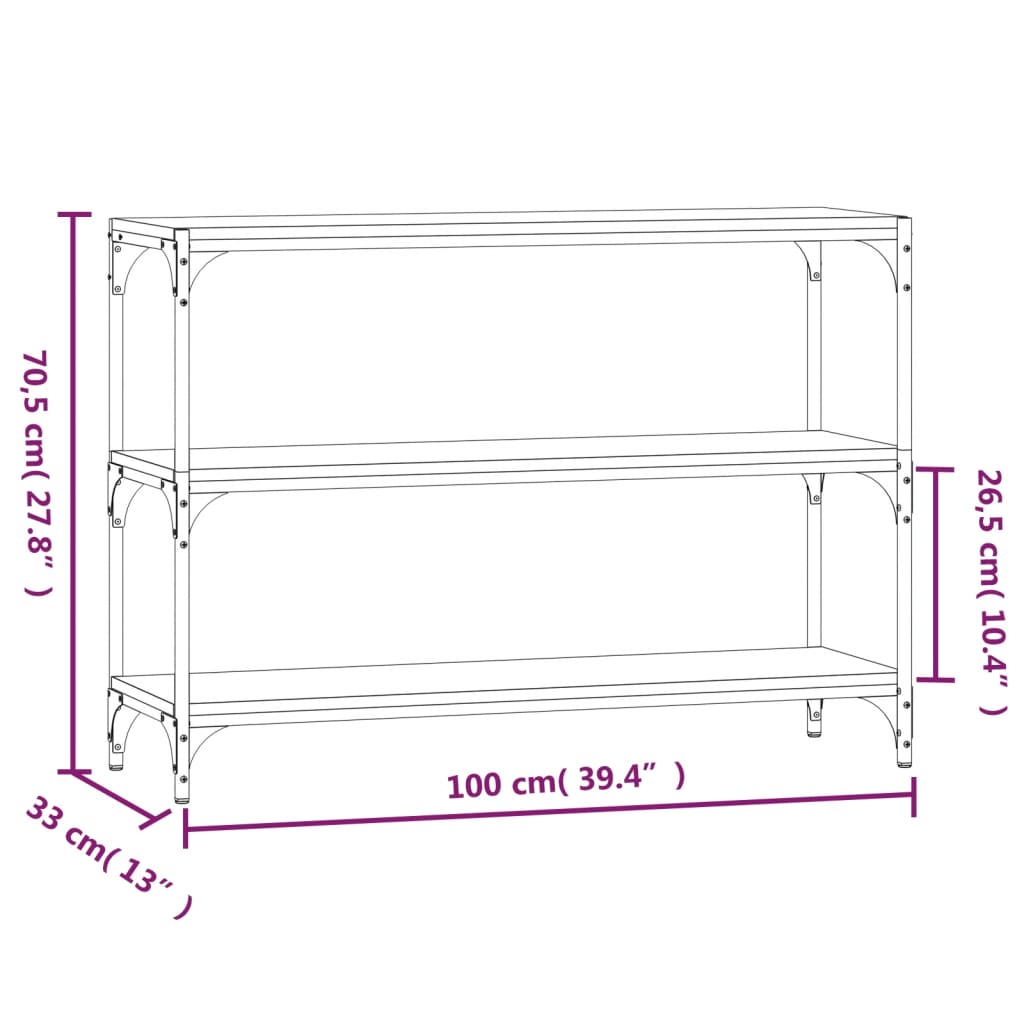vidaXL Bücherregal Grau Sonoma 100x33x70,5 cm Holzwerkstoff und Stahl