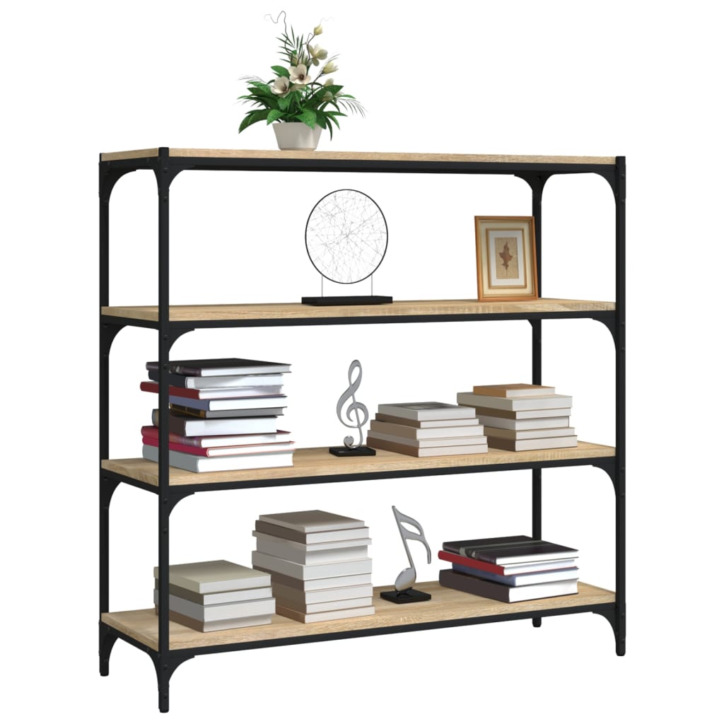 vidaXL Bücherregal Sonoma-Eiche 100x33x100 cm Holzwerkstoff und Stahl