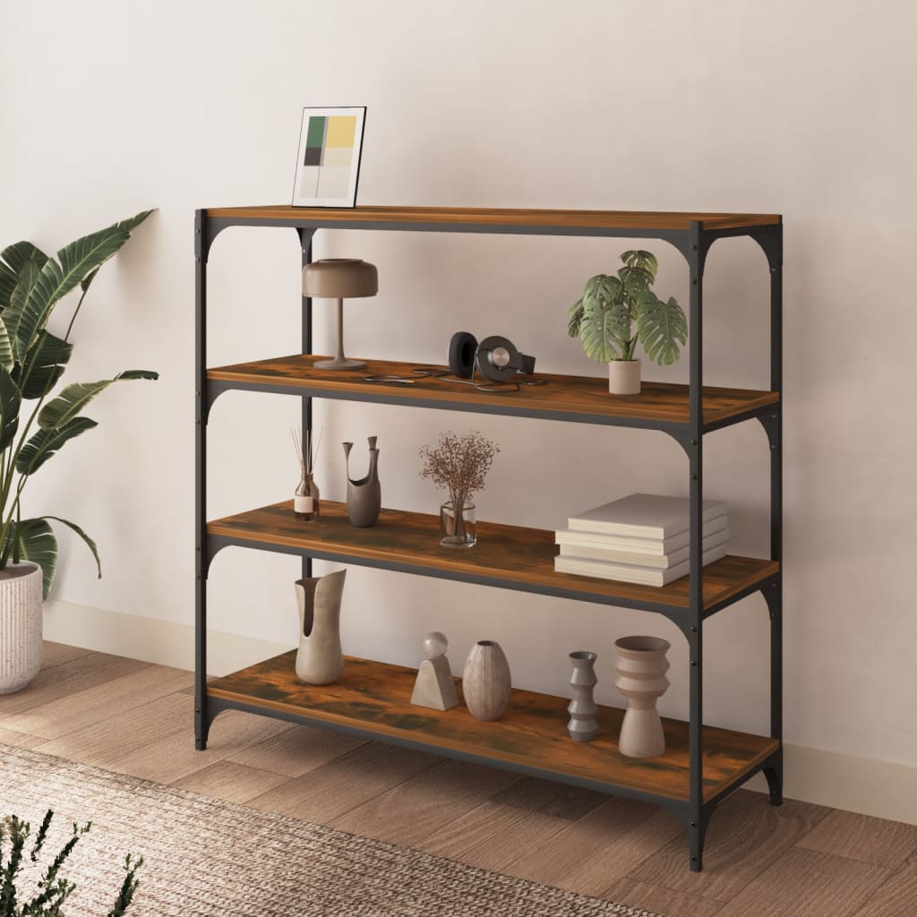 vidaXL Étagère chêne fumé 100x33x100 cm bois d'ingénierie et acier
