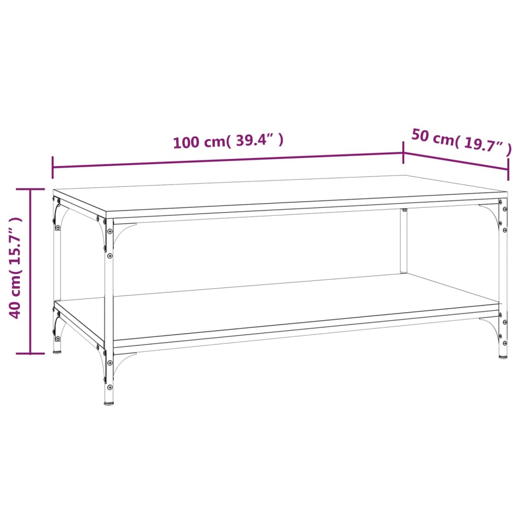 vidaXL Couchtisch Sonoma-Eiche 100x50x40 cm Holzwerkstoff