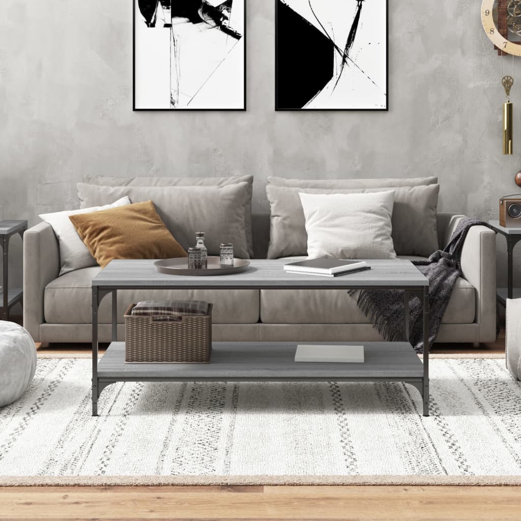 vidaXL Table basse gris sonoma 100x50x40 cm aggloméré