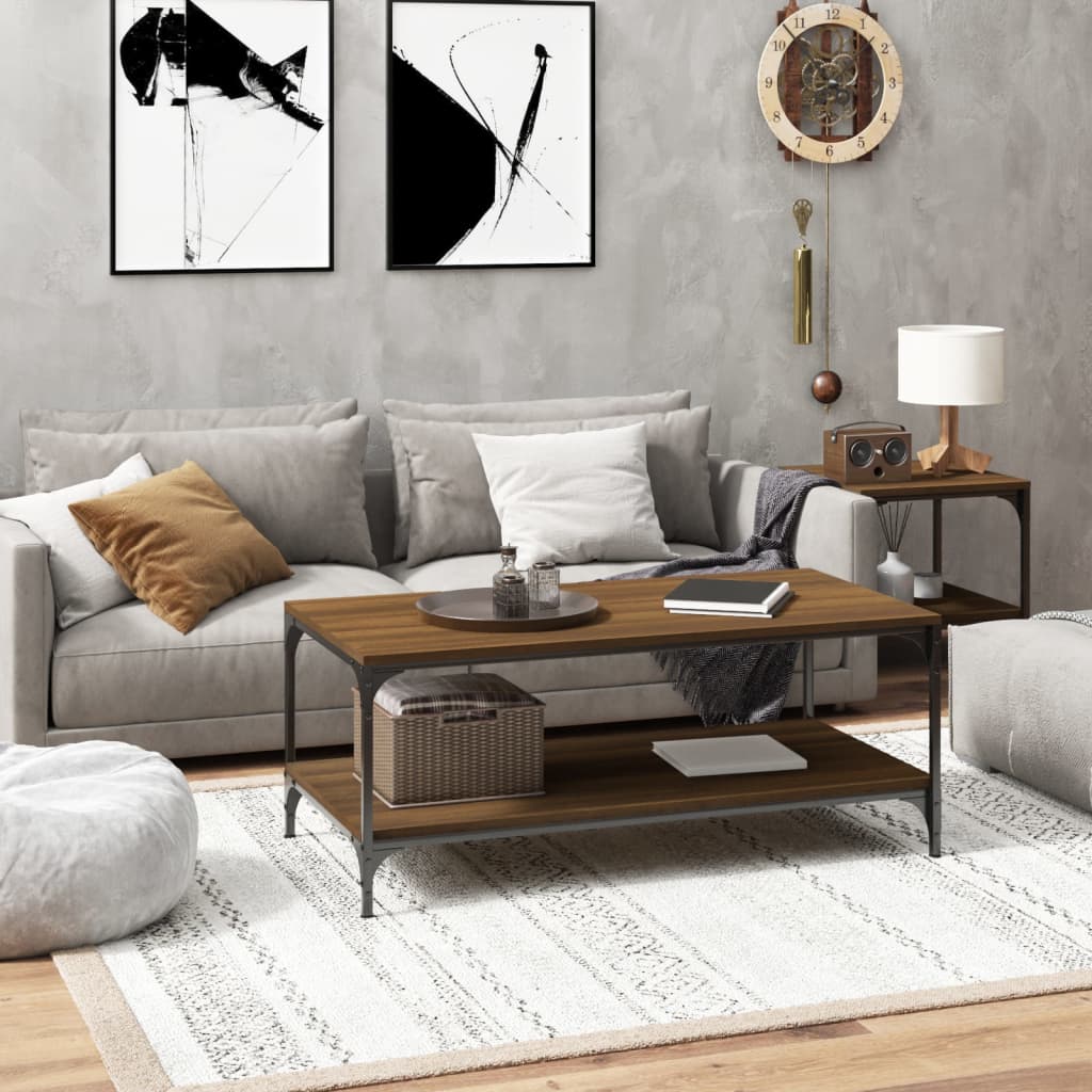 vidaXL Table basse marron aspect chêne 80x50x40 cm Bois d'ingénierie