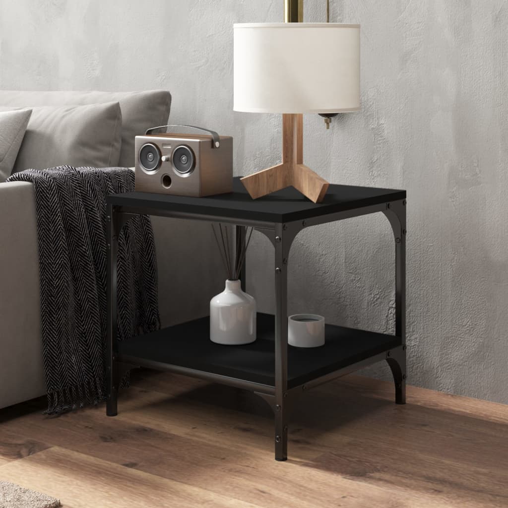 vidaXL Table basse noire 50x50x40 cm en bois d'ingénierie