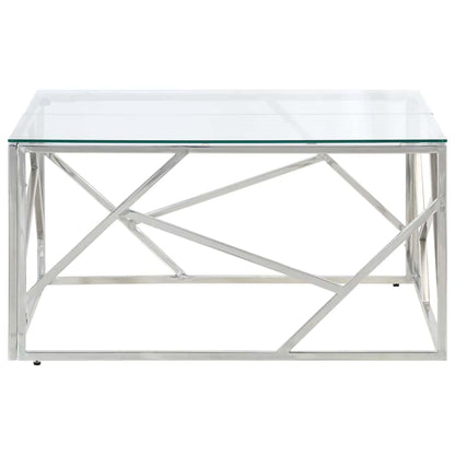 vidaXL Couchtisch Silbern Edelstahl und Hartglas