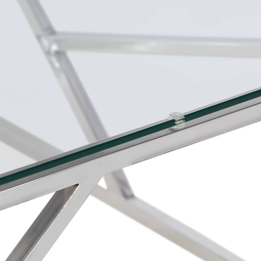 vidaXL Couchtisch Silbern Edelstahl und Hartglas