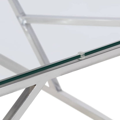 vidaXL Couchtisch Silbern Edelstahl und Hartglas