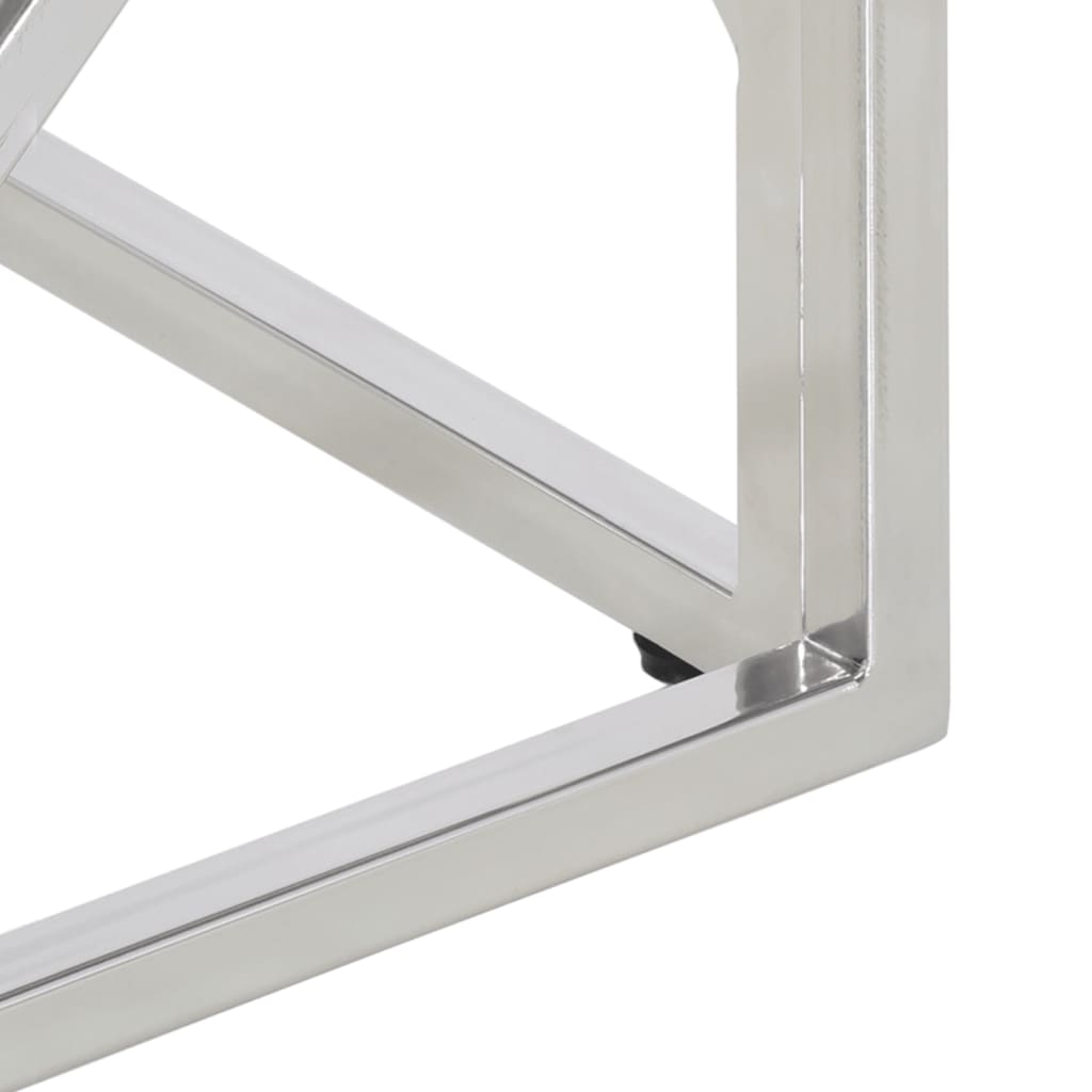vidaXL Couchtisch Silbern Edelstahl und Hartglas