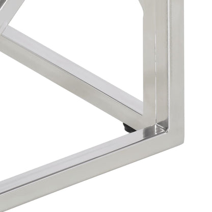 vidaXL Couchtisch Silbern Edelstahl und Hartglas