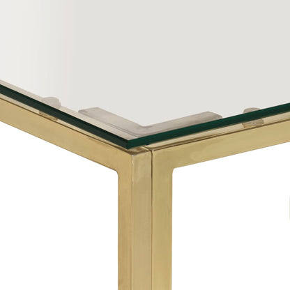 vidaXL Table basse dorée en acier inoxydable et verre trempé