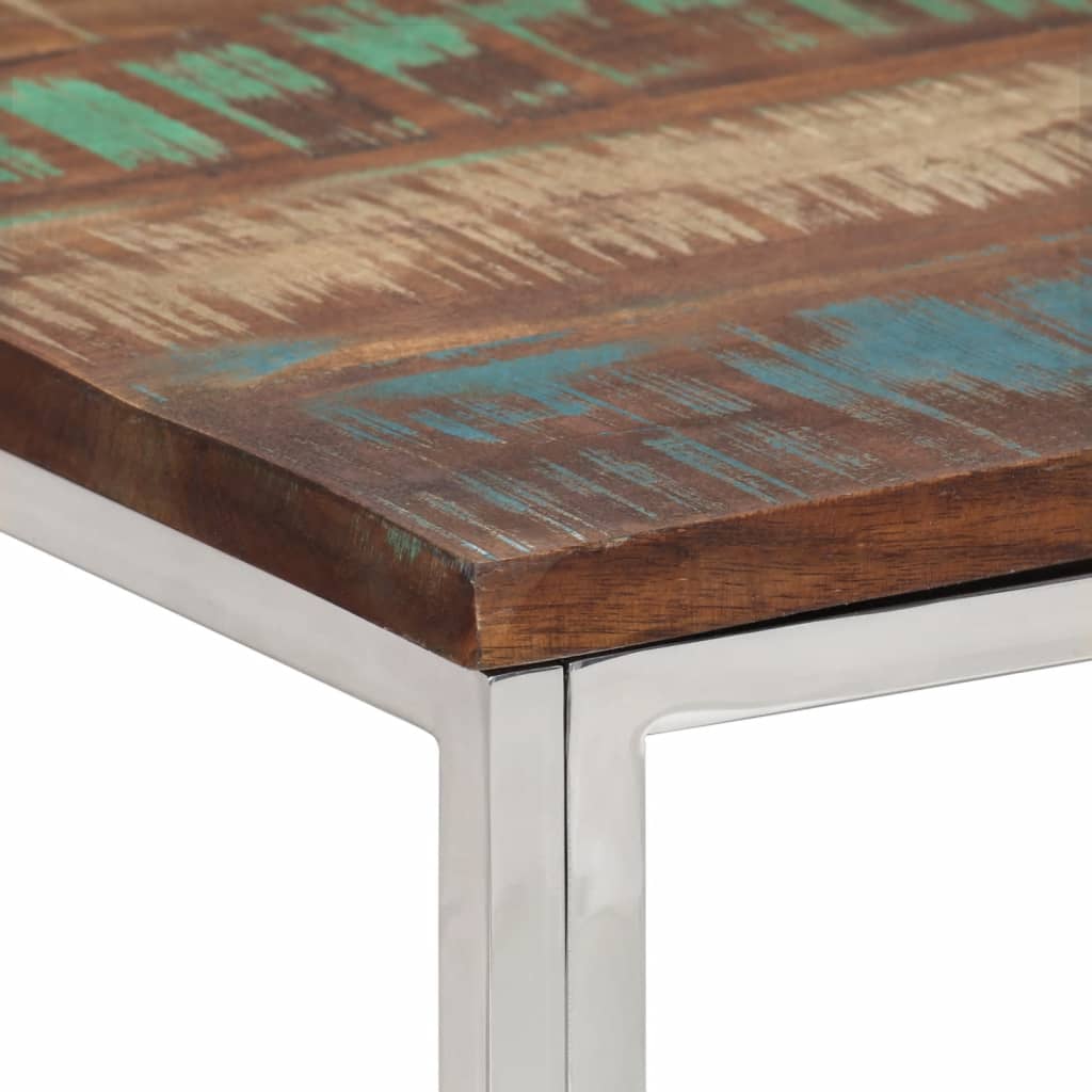 vidaXL Table basse argentée en acier inoxydable et bois de récupération massif