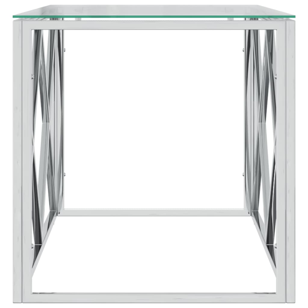 vidaXL Table basse 110x45x45 cm Acier inoxydable et Verre