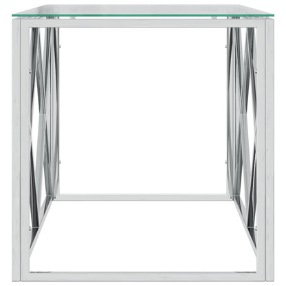 vidaXL Table basse 110x45x45 cm Acier inoxydable et Verre