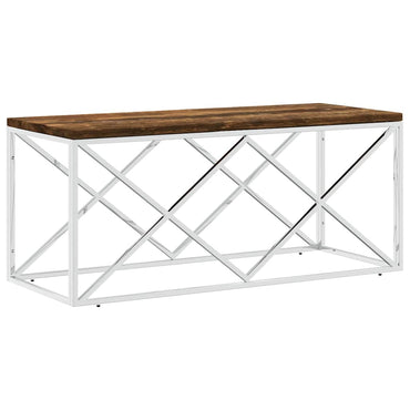 vidaXL Table basse en acier inoxydable et bois de récupération massif