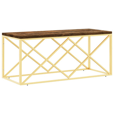 vidaXL Table basse en acier inoxydable et bois de récupération massif