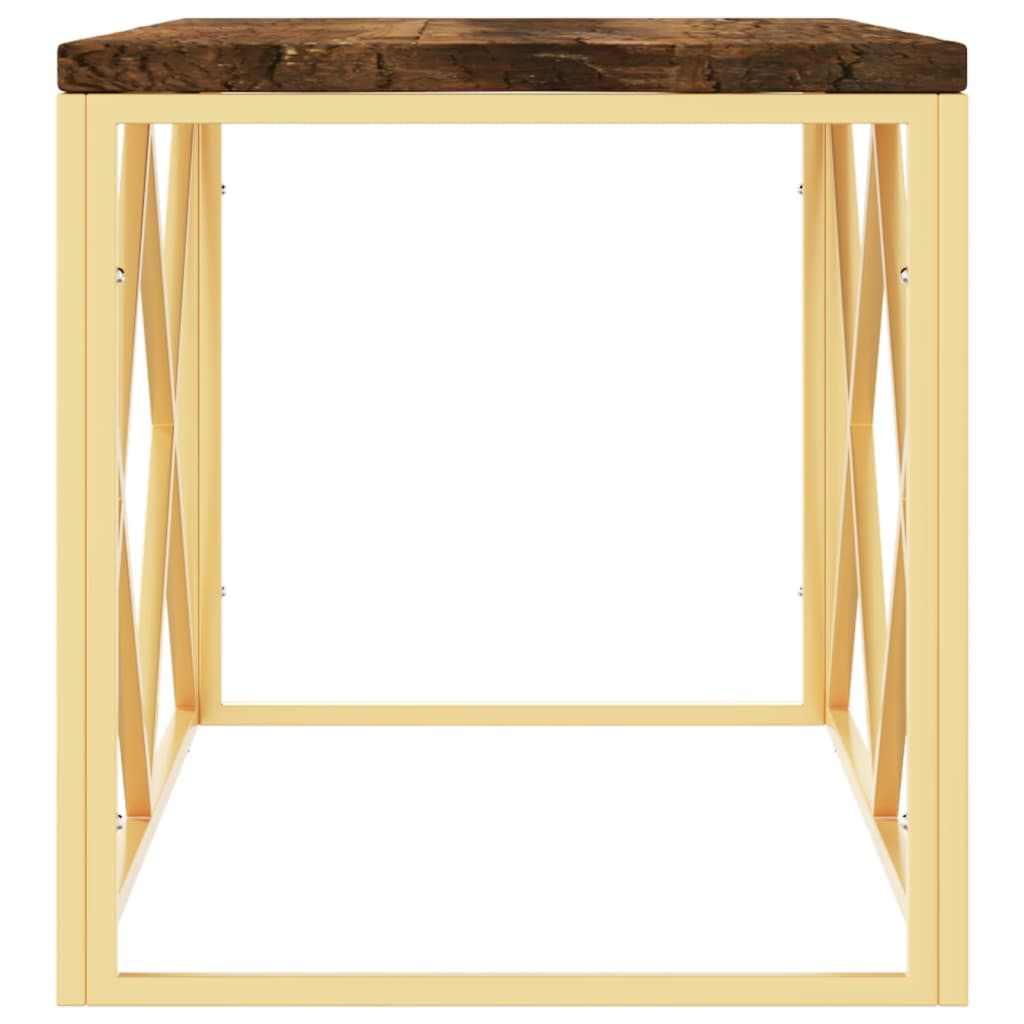 vidaXL Table basse en acier inoxydable et bois de récupération massif