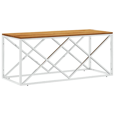 vidaXL Table basse en acier inoxydable et bois d'acacia massif