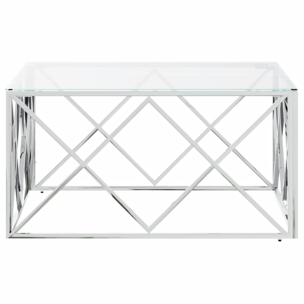 vidaXL Table basse 80x80x40 cm en acier inoxydable et verre