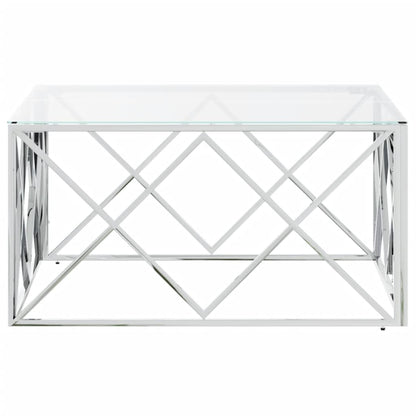 vidaXL Table basse 80x80x40 cm en acier inoxydable et verre