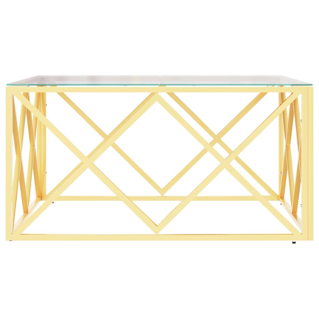 vidaXL Table basse 80x80x40 cm en acier inoxydable et verre