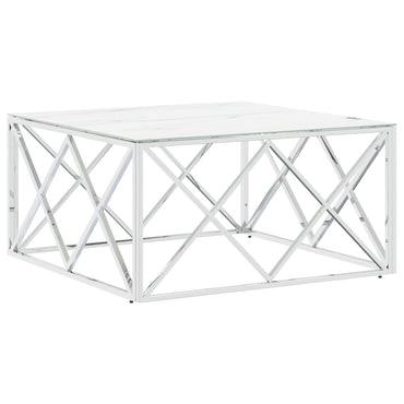 vidaXL Table basse argentée 80x80x40 cm acier inoxydable et verre