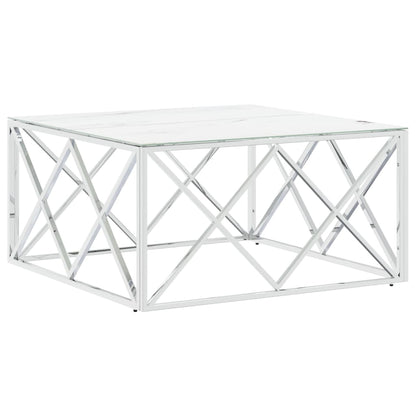 vidaXL Table basse argentée 80x80x40 cm acier inoxydable et verre