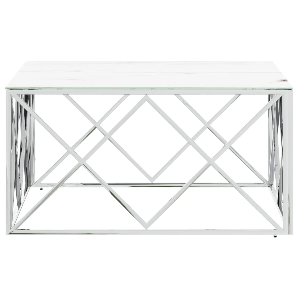 vidaXL Table basse argentée 80x80x40 cm acier inoxydable et verre