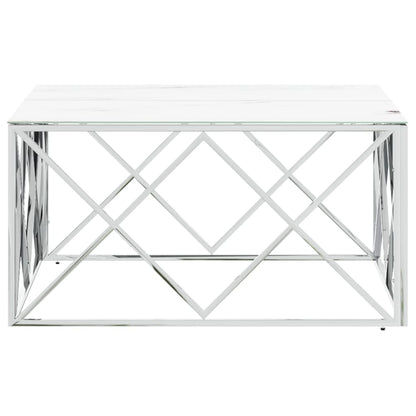 vidaXL Table basse argentée 80x80x40 cm acier inoxydable et verre