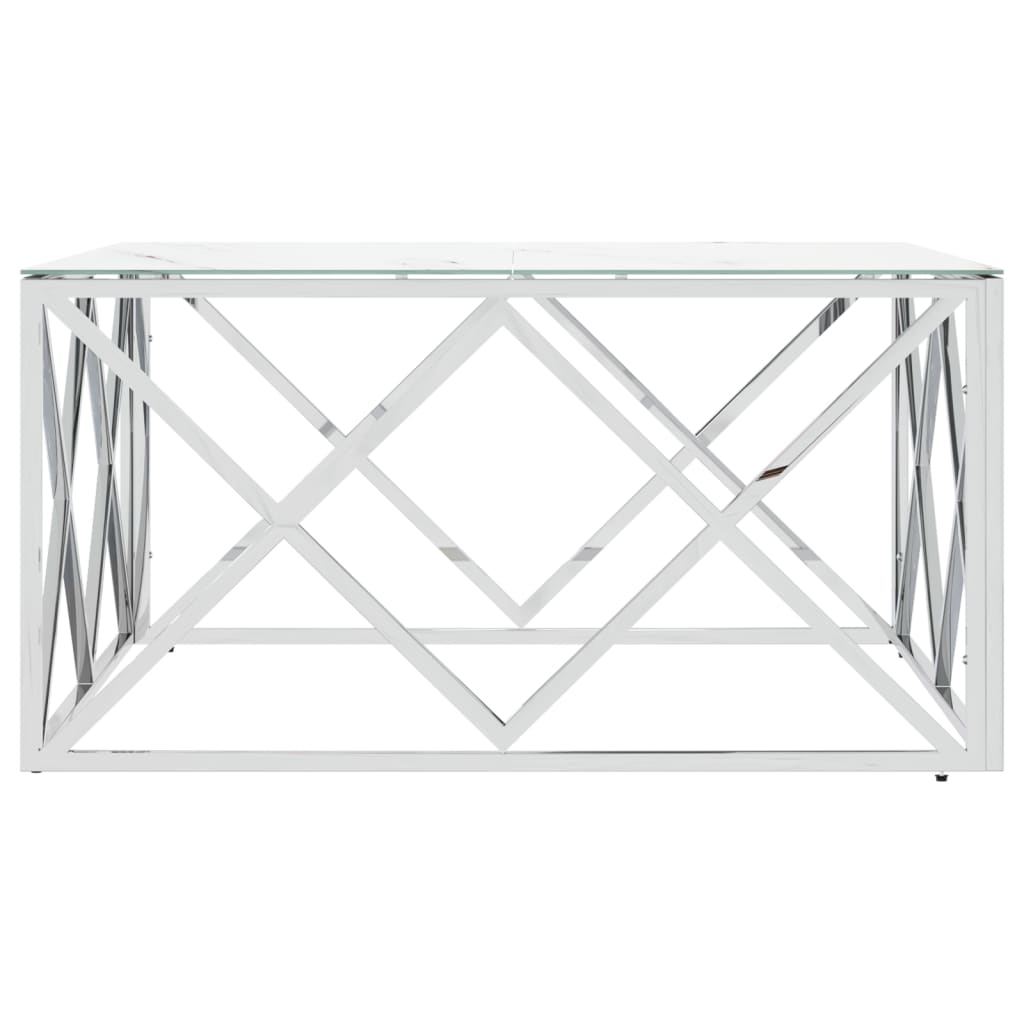 vidaXL Table basse argentée 80x80x40 cm acier inoxydable et verre