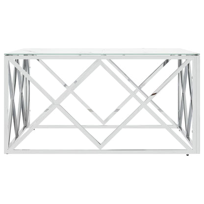 vidaXL Table basse argentée 80x80x40 cm acier inoxydable et verre