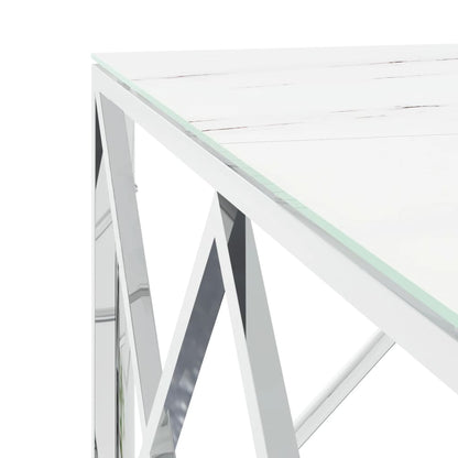 vidaXL Table basse argentée 80x80x40 cm acier inoxydable et verre