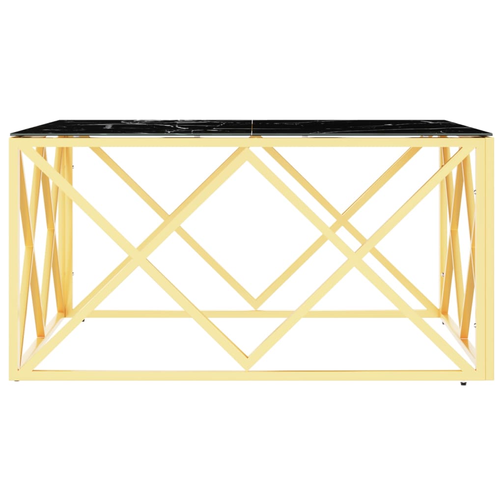 vidaXL Table basse dorée 80x80x40 cm Acier inoxydable et verre