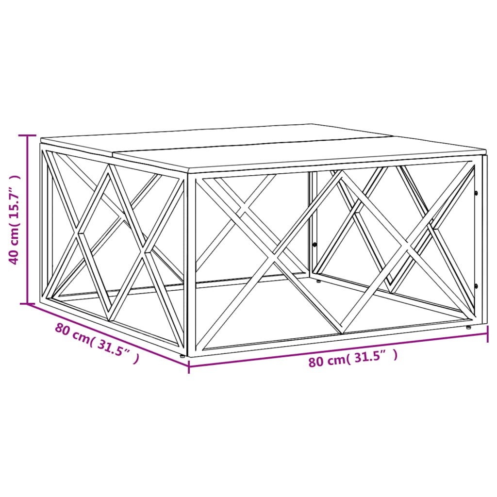 vidaXL Table basse en acier inoxydable et bois de récupération massif