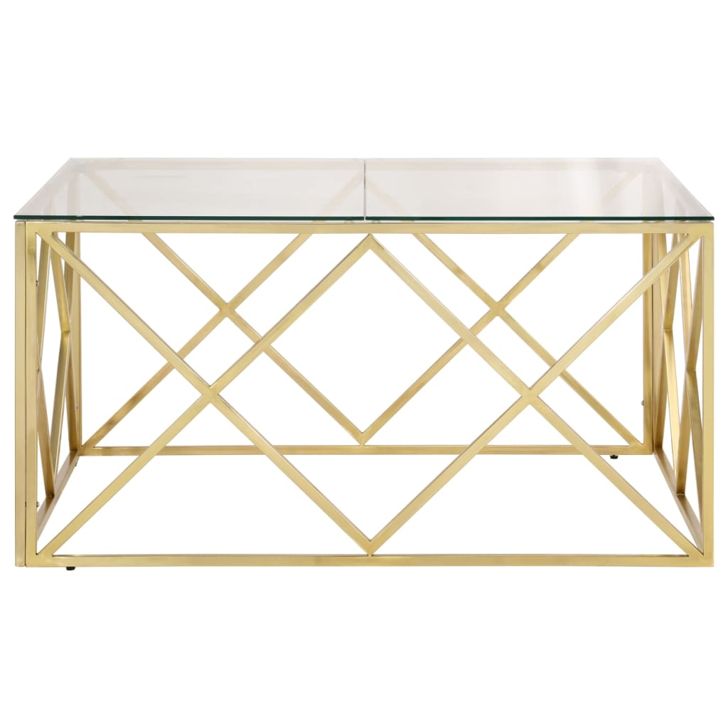 vidaXL Couchtisch Golden Edelstahl und Hartglas
