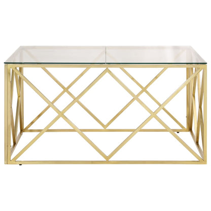 vidaXL Couchtisch Golden Edelstahl und Hartglas