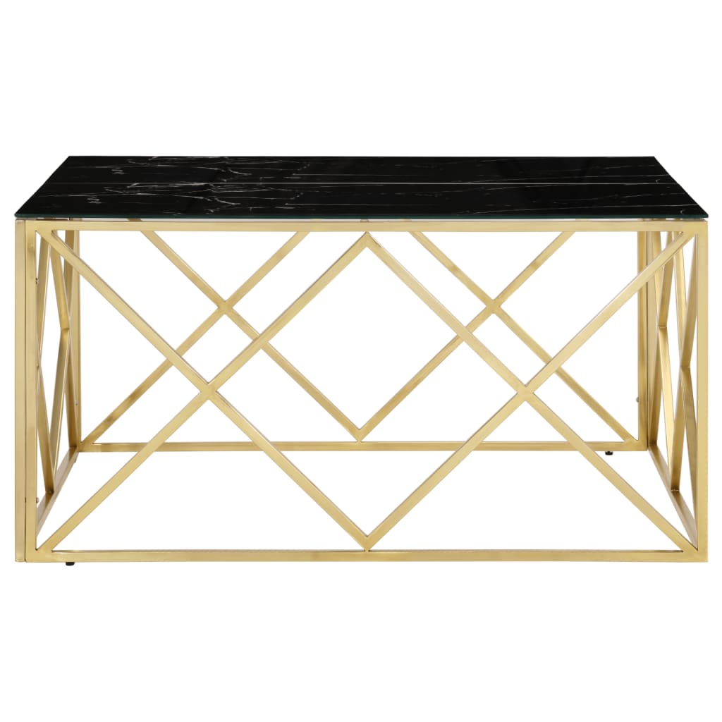 vidaXL Couchtisch Golden Edelstahl und Hartglas