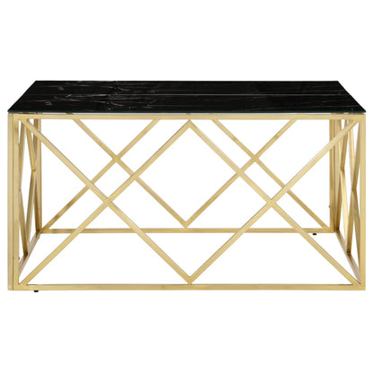 vidaXL Couchtisch Golden Edelstahl und Hartglas