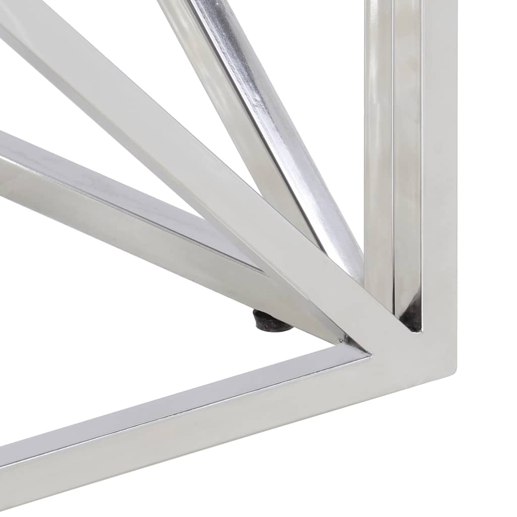 vidaXL Table basse argentée en acier inoxydable et bois massif