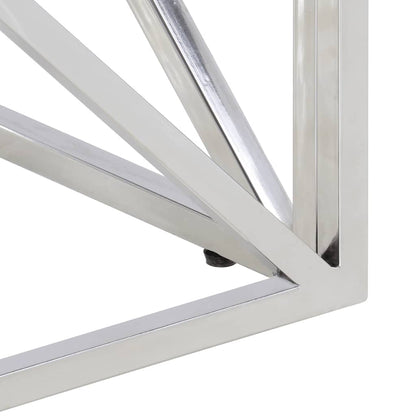 vidaXL Table basse argentée en acier inoxydable et bois massif