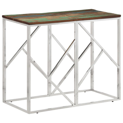 vidaXL Console Argentée Acier Inoxydable et Bois de Récupération Massif