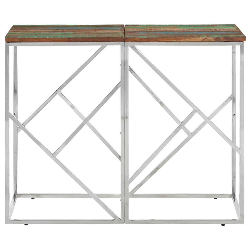vidaXL Console Argentée Acier Inoxydable et Bois de Récupération Massif