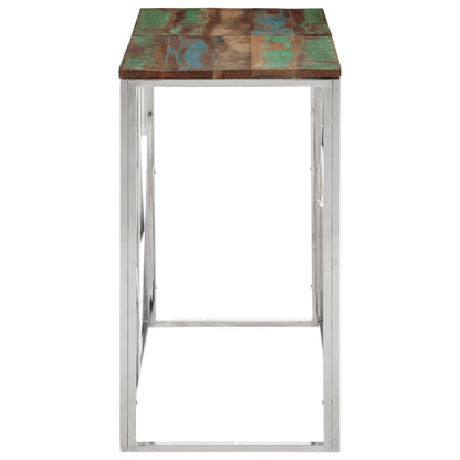 vidaXL Console Argentée Acier Inoxydable et Bois de Récupération Massif