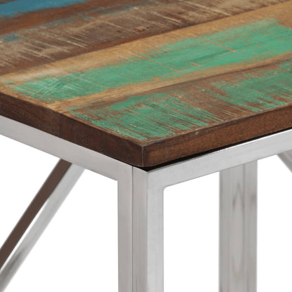 vidaXL Console Argentée Acier Inoxydable et Bois de Récupération Massif