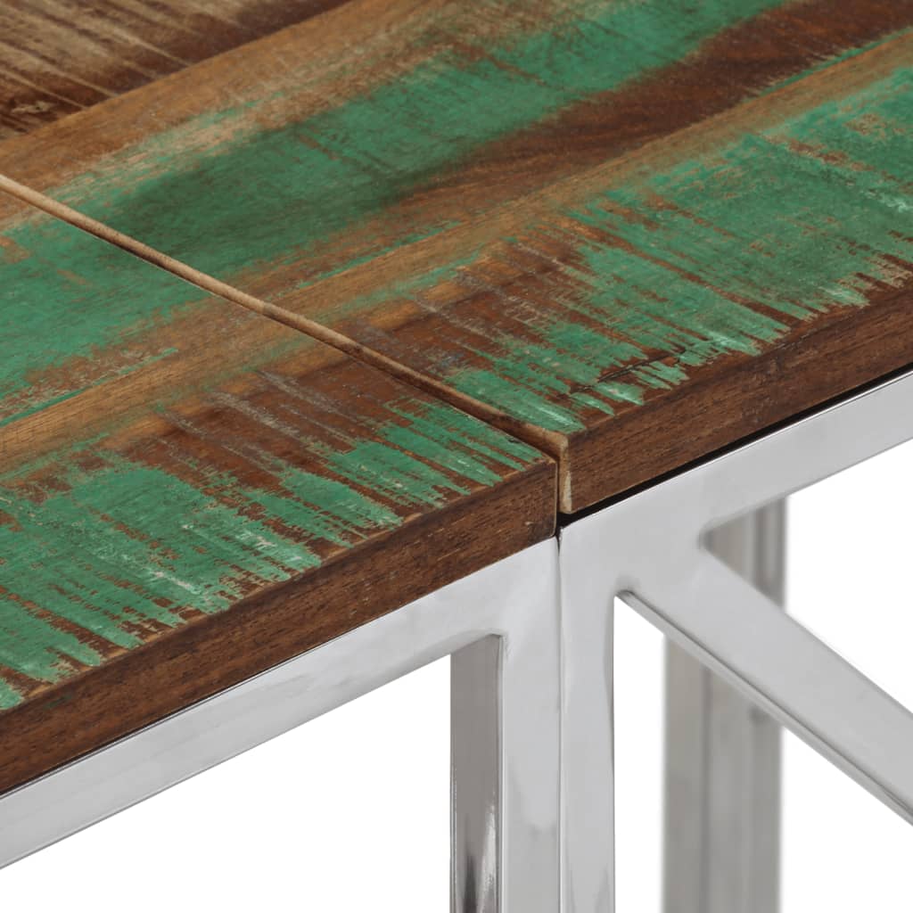 vidaXL Console Argentée Acier Inoxydable et Bois de Récupération Massif