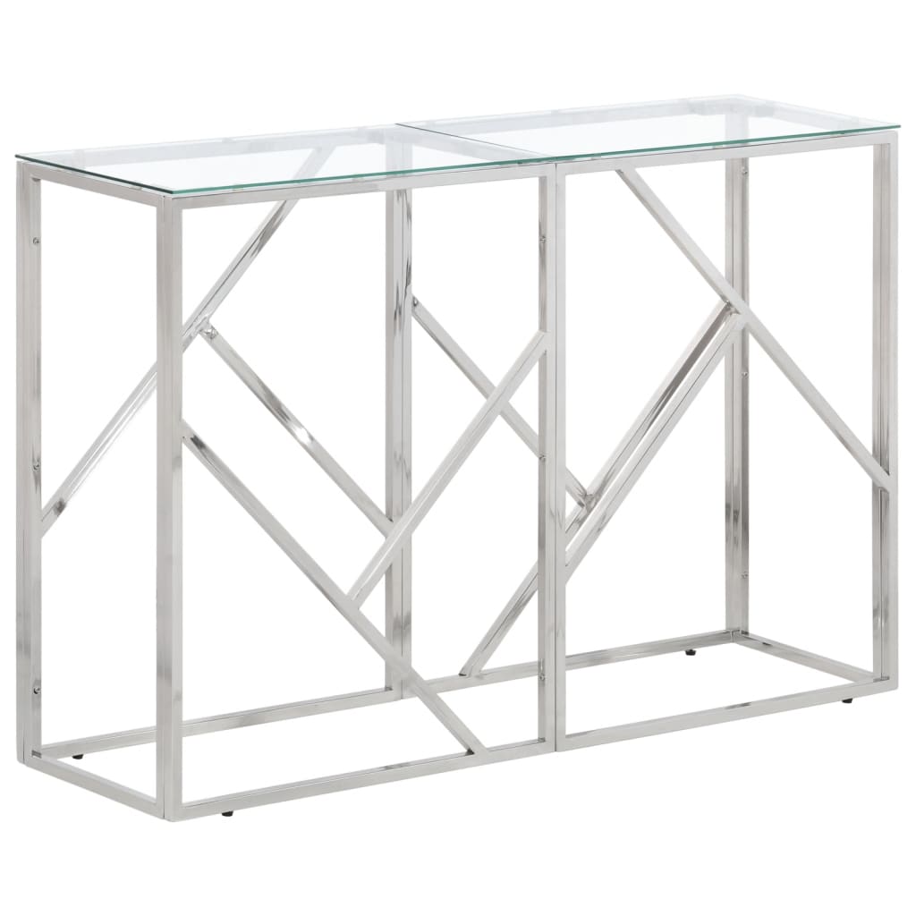 vidaXL Table console Argenté Acier inoxydable et Verre trempé